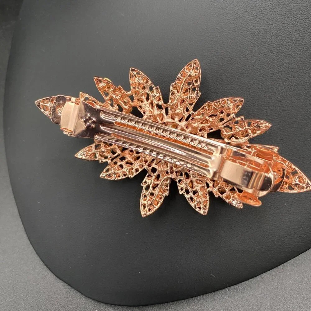 Gorgeous Sparkly Pink and White Rhinestone Encrusted Snap Barrette Hair Clip - Picture 6 of 12